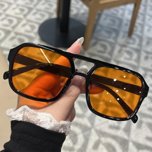 Image of Retro 70s Square Aviator Sunglasses Women Men Vintage Rectangle Sunglasses Flat Frame Trendy Shades