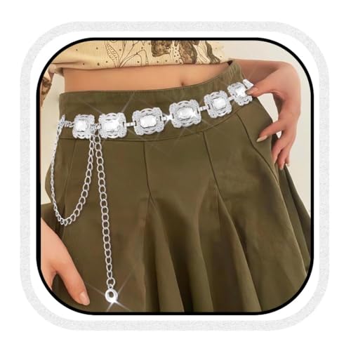 COSYDAYS Silver Rhinestone Belt Sparkly Crystal Dress Belts Bling Fashion Waist Chain for Women