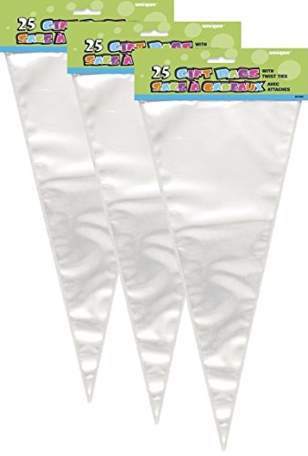 Large Clear Cone Cellophane Bags, 25ct (3 packs)