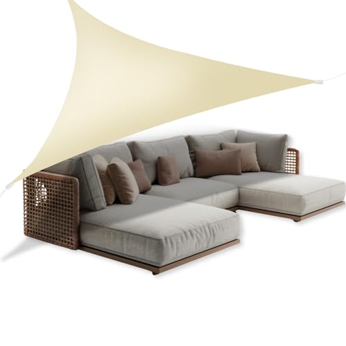 Zendea - Tenda da Sole per Esterno Triangolare 4x4x4 m con Protezione UV e Pioggia - Telo Idrorepellente in Poliestere 210D con Ganci e Occhielli - Facile da Montare