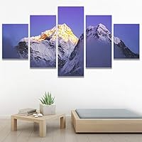 SIGNWIN 5 Panel Canvas Wall Art Snow Mountain for Home Decorations Ready to Hang - 60