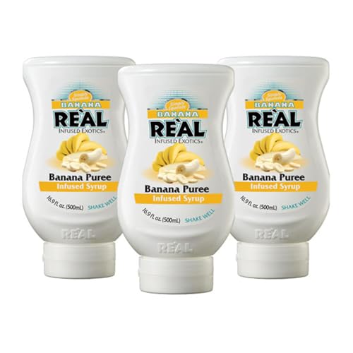 Banana Rel Infused Exotics Banana Puree Infused Syrup 16.9 FL OZ Squeezable Bottle (Pack of 3)