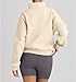 Womens Quarter Zip Pullover Sweatshirt 1/4 Zipper Long Sleeve Fleece Sweater Trendy Fall Outfits with Pockets (Apricot,Small)
