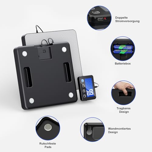 RAOYAN Paketwaage, 200kg/10g Hochpräzise Digitale Plattformwaage mit Halte/Tara Funktion, Postwaage mit Wandmontiertem LCD Display für Pakete/Gepäck/Lager, Batterien und Ladekabel im Lieferumfang