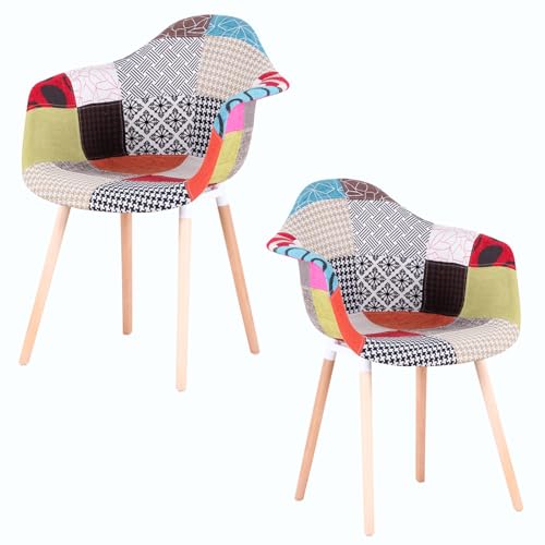 Uderkiny Skandinavischer Patchwork-Stuhl, 2er-Set...