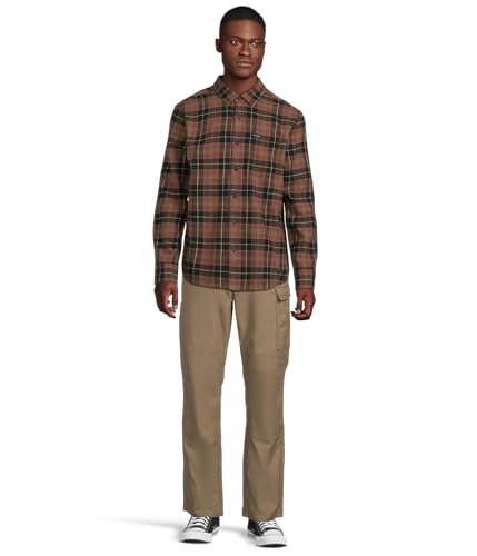 Image of Volcom Men's Caden Plaid Long Sleeve Flannel Shirt - Button-Front, Soft Brushed Cotton