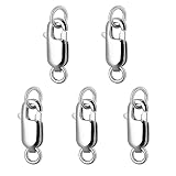 Lobster Claw Clasps for Jewelry Making - 5Pcs White Gold Jewelry Clasp, Necklace & Bracelet Closures with Jump Rings 10x4mm