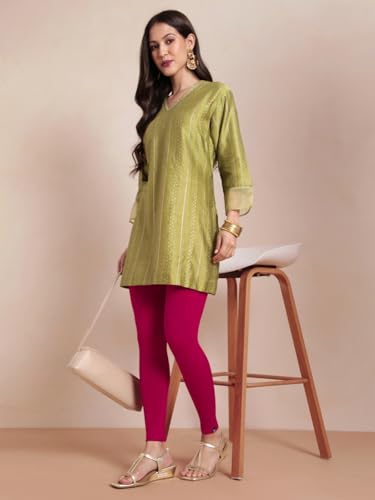 Image of TWIN BIRDS Women Viscose Ankle Leggings | Stretchable Kurti Wear Bottom