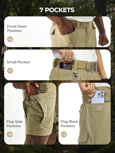 Men's Convertible Hiking Pants Waterproof Quick Dry Zip-Off Lightweight Tactical Multi-Pocket Outdoor Fishing Safari Trousers3