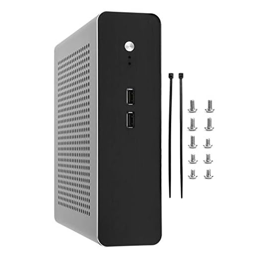 Itx fodral, aluminium mini Itx torn fodral med ventilerad panel skrivbord dator chassi mini Itx fodral för stationär dator (svart USB3.0)