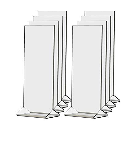 4" X 9" Vertical Table Tent Pack Of 8 Double Sided Rack Card Frame Clear Acrylic Letter Sign Media Menu Holders Countertop Pricing Flyer Document Promotional Signage Literature Ad Holders By Marketing Holders #TOP27