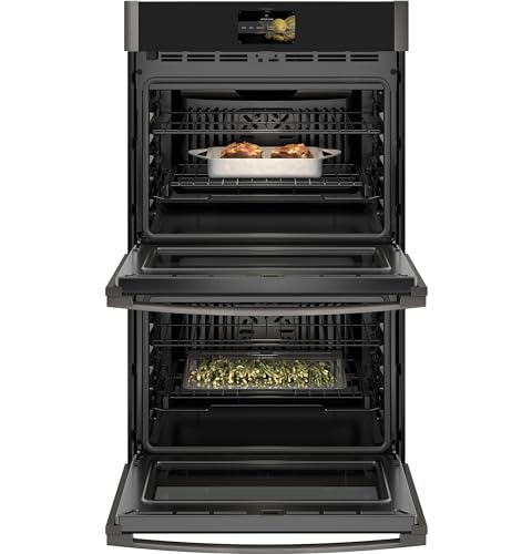 Image of GE Profile 30 in. Smart Double Electric Wall Oven with Convection Cooking in Fingerprint Resistant Black Stainless Steel PTD7000BNTS