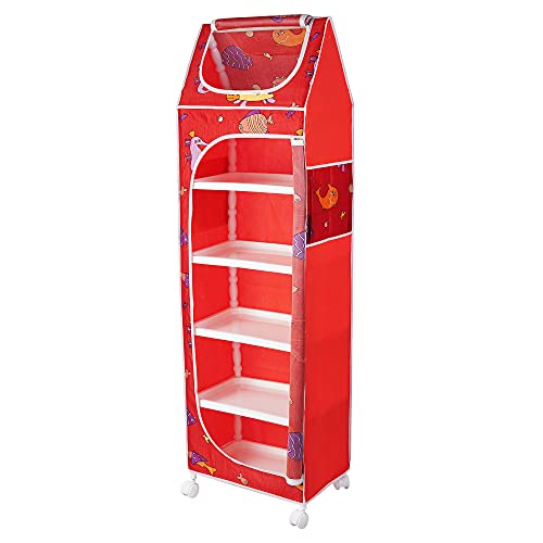 Image of Little One's | 6 Plastic Shelves Baby Wardrobe /Toy Organizer, ISI Certifed | Aquatic Red | TB6 /FR
