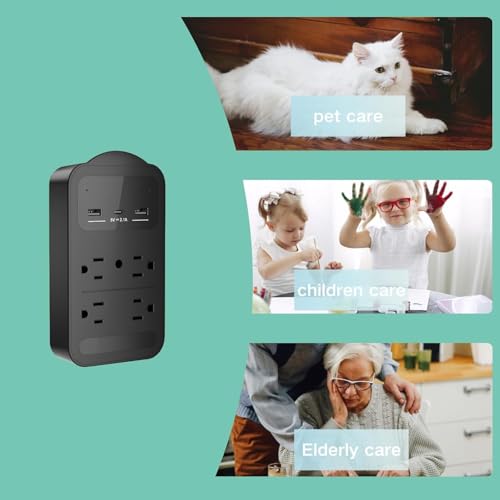 Image of 2026 Upgraded 4K WiFi Nanny Cam Hidden Camera with Night Vision,Wireless Outlet Charger Camera,Motion Detection|SD Storage Indoor Camera for Pet|Home|Office (Black)