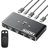 【Interrupteur KVM USB 2.0 avec 4 Ports】L’interrupteur KVM HDMI est équipé de 4 ports USB pour vous aider à résoudre le manque de ports USB sur votre ordinateur. Parfait pour connecter et partager des appareils USB tels que des claviers, des souris, des scanners, des imprimantes, des clés USB, des casques et des webcams.