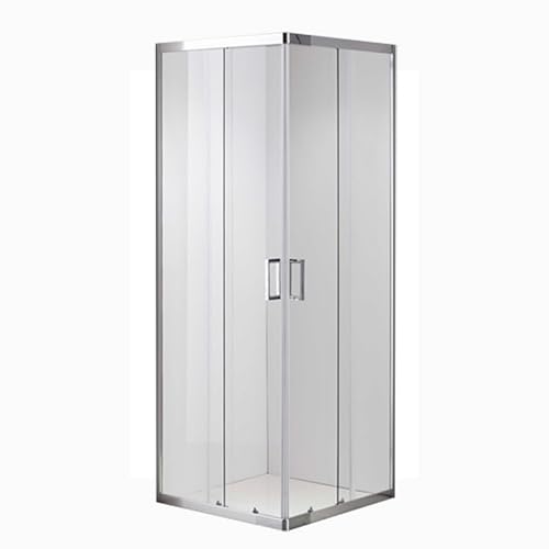DocciaSì® - Box Doccia Angolare 80x80 cm con Vetro Temperato 5 mm, Altezza 185 cm, 2 Ante Fisse e 2 Scorrevoli, Profili in Alluminio Cromo Lucido, Design Moderno e Salvaspazio