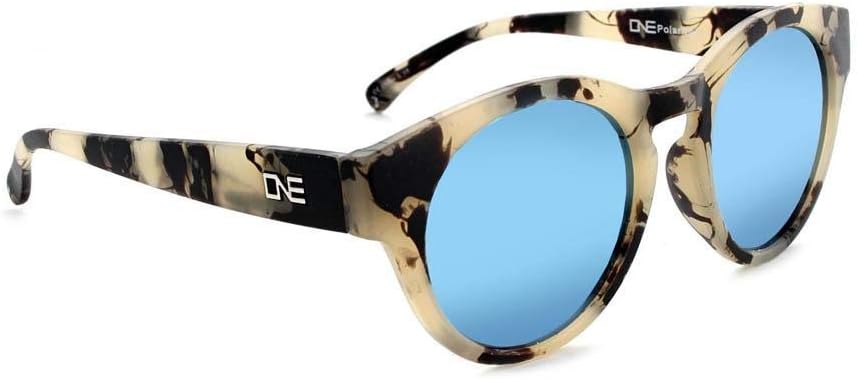 Optic Nerve - 2022 Premium & Affordable Polarized Oversized Sunglasses for Women, Rizzo Edition with Matte Beige Marble Frame/smoke/Ice Blue Mirror Lens