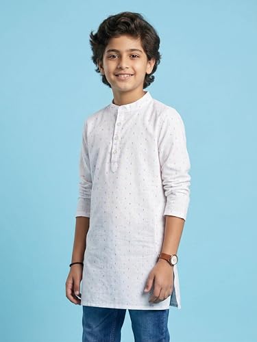 Image of KiddoPanti Boys 100% Cotton Ethnic Motif Printed Short Length Kurta