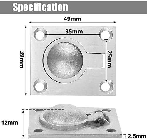 Miniatura 5 de YAKAMOZ Paquete de 2 manijas de acero inoxidable con anillo empotrado para muebles, manijas de elevación empotradas ocultas, tiradores de anillo de