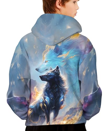 Teen Boys Girls Novelty Galaxy 3D Printed Sweatshirts Tops Pocket Pullover Hoodies 6-16 Years2