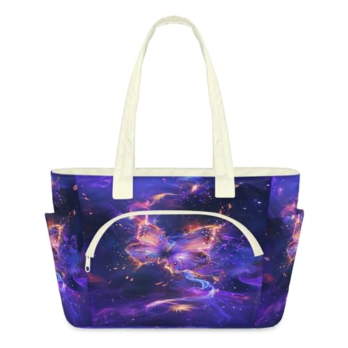 Sac fourre-tout matelassé papillon pour femme grand format zippé