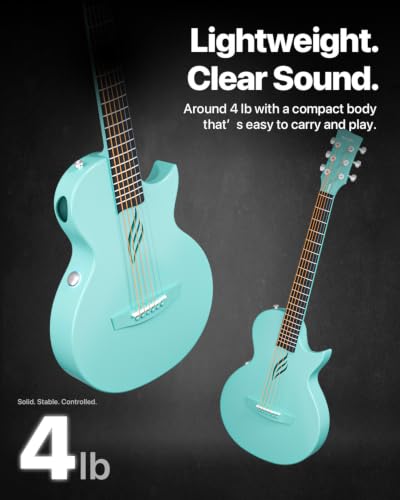 Image of Enya NOVA GO SP1 Carbon Fiber Travel Guitar - 35 inch Acoustic Electric with Smart AcousticPlus Technology, Built-in Effects, USB Recording, Bluetooth Speaker, Beginner Bundle with Gig Bag & Accessories