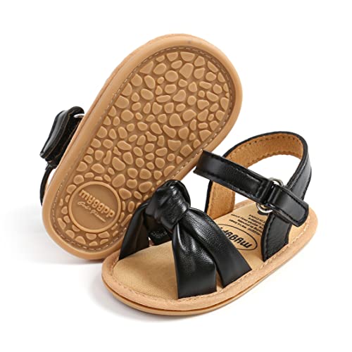 Image of COSANKIM Infant Baby Girls Summer Sandals with Flower Soft Sole Newborn Toddler First Walker Crib Dress Shoes