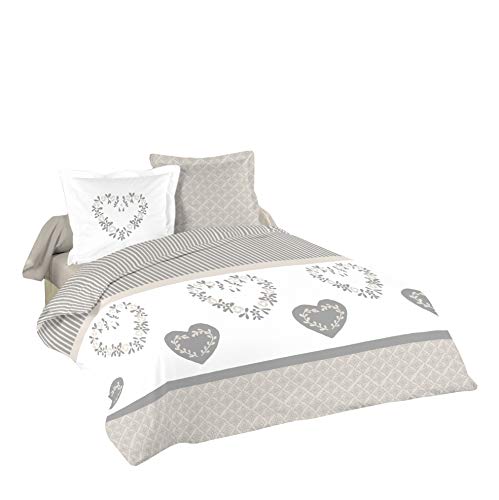 Stof Lovely CASA Housse de Couette, Coton, Gris, 240 x 220 cm
