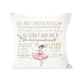 Geschenk Einschulung Mädchen - 45x45cm - Schulanfang Mädchen - Boho-Regenbogen Kissenbezug mit Inspirierenden Sprüchen - Mutmacher Geschenke für Frauen - Schultüte Füllen Ideen zum Schulanfang