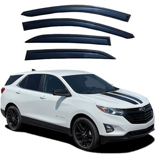 LIKDIKDIK Tape-On Window Deflectors for 2018-2024 Chevrolet Equinox | Black Rain Guards & Vent Visors | 4-Piece Set for All-Weather Protection | Precision Fit 18-24 Chevy Equinox