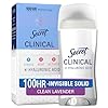 Secret Clinical Strength Antiperspirant Deodorant for Women, 100hr Sweat & Odor Protection, 3X Stress Protection with Hyaluronic Acid, PH Balanced, Invisible Solid, Clean Lavender Scent, 2.6 oz
