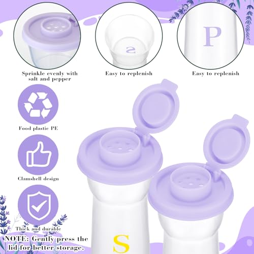 Image of Set of 2 Plastic Salt and Pepper Shakers with Lids Large Salt Shaker Pepper Container Vintage Tall Hourglass Camping Picnic Outdoors Travel Spice Set for Home Picnic Kitchen(Classic,Purple)