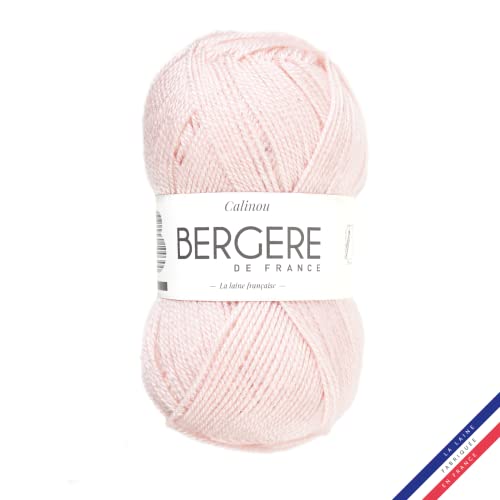 Bergère de France - CALINOU pelotes de laine à tricoter et crochet (50g) 3 mm - 25% de Laine mérinos - Fabriqué en France - Doux, Fin et Léger, Idéal Layette - Rose (BARBAPAPA)