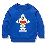 [NCWSDW] ドラえもん 子供服 春秋 スウェット 長袖 クルーネック 男の子 女の子 綿100% キッズ 薄手 カジュアル 小学生 トップス プレゼント ディープブルー 100CM