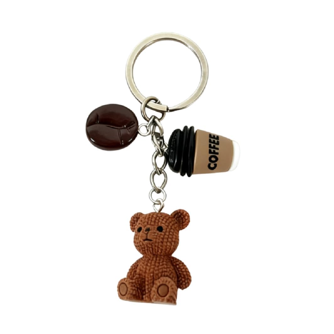 Teddy Bear Keychain, Cute Coffee Cup Bean Animal Charm Keychain, Kawaii Bear Pendant Accessories for Keys Backpack Purse Party Favor Gifts-image-33
