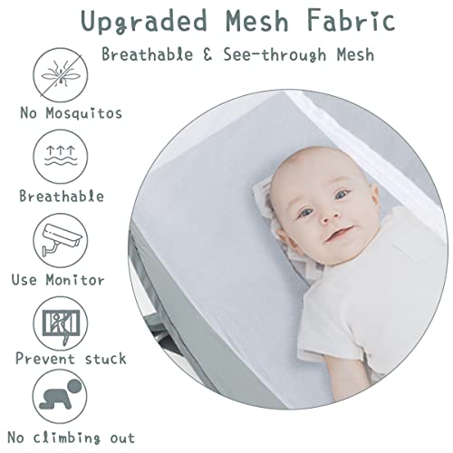 Image of L RUNNZER Baby Crib Tent, Pop Up Crib Canopy to Keep Baby from Climbing Out, Safety Crib Net Mosquitoes Net with See-Through Mesh, Fits Most Standard Cribs