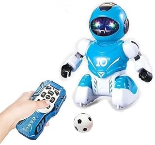 لعبة روبوت بشكل كرة قدم قابل للبرمجة مع خاصية الرقص والمشي للأطفال مزود بأضواء، أحمر