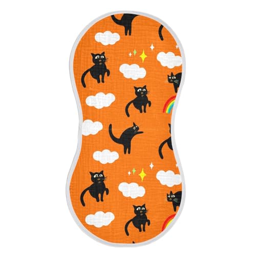 4 Pack Baby Burp Cloths, Soft Absorbent Burping Cloths for Babies, Cotton Milk Spit Up Rags, Large Size for Newborns, Baby Boys and Girls (Playful Cat Collection)2