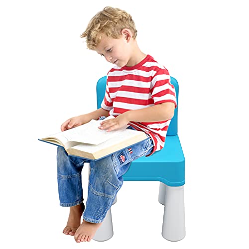 Burgkidz Plastic Toddler Chair, Durable And Lightweight Kids Chair, 9.3" Height Seat, Indoor Or Outdoor Use For Toddlers Boys Girls Aged 2+ Blue #TOP5