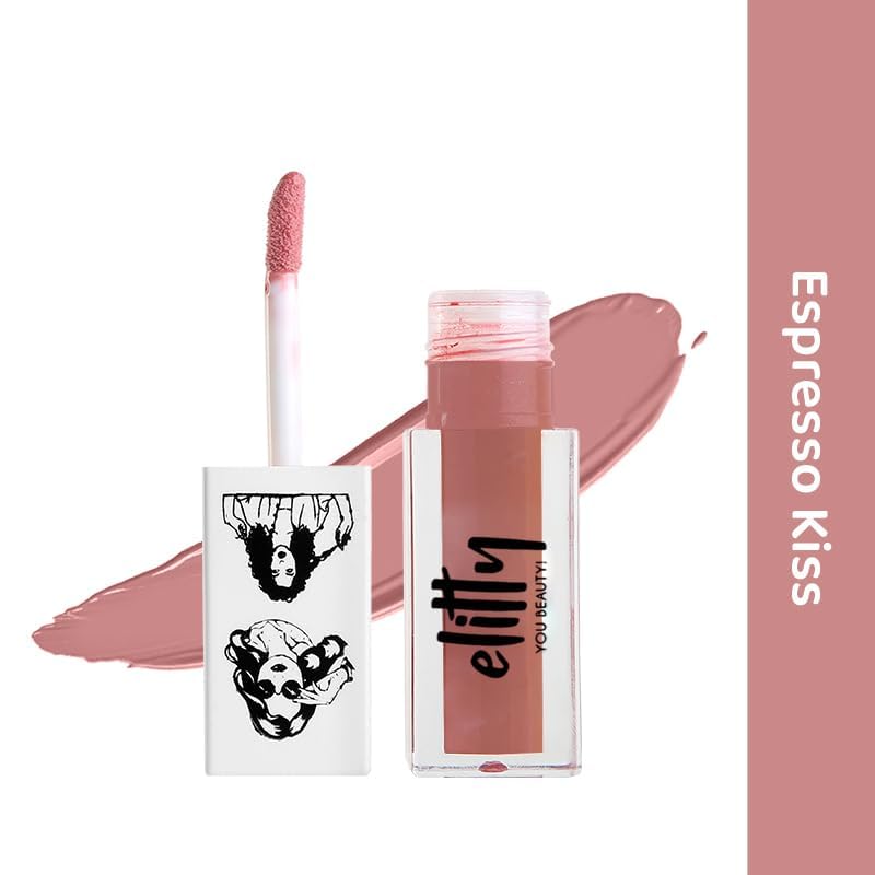 Image of Elitty Liquid Matte Lipstick | Transfer proof, Smudgeproof & Lightweight | Espresso Kiss (Brown)- 4 ML