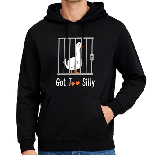 PIUFAM Black Hoodies for Men Silly Funny Goose Hoodie for Women Polyester Sweatshirt for Women Men Essentials Hoodie for Girls Pullover Sweatshirt for Him Gift for Chritsmas Thanksgiving