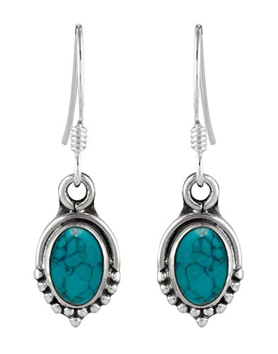 Abhooshan Pure 925 Sterling Silver Handmade Dangler Hanging Earrings with Precious Stone for Girls and Women Stylish Birthday Anniversary Gift for Sister Bhabhi Wife Mother Friend (Turquoise) (B08SLCT5PV) Amazon Price History, Amazon Price Tracker