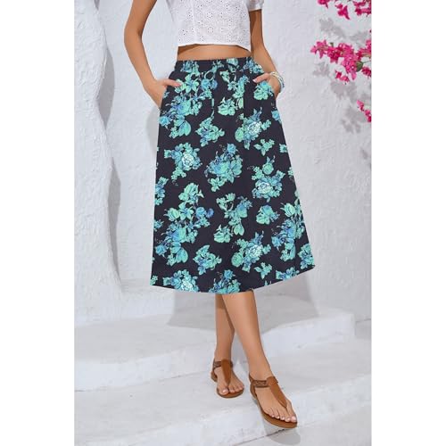 Image of Witsmile Women's Summer Pleated High Waisted Casual Flowy Skirt Pockets