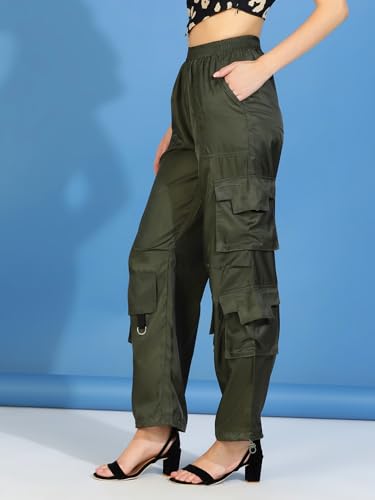 Image of KOTTY Women's High Rise Relaxed || Straight || Joggers Fit Cargo's for Pants || Trousers