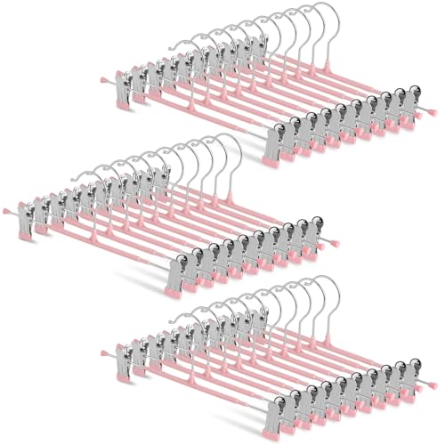 Reviews de Perchas para faldas los más solicitados. 50 30 Piezas Ganchos con Pinzas para Pantalones y Faldas - Perchas con Clip Antideslizante, Acero Inoxidable con Goma Protectora - Organizador de Jeans y Ropa sin Arrugas Gancho...