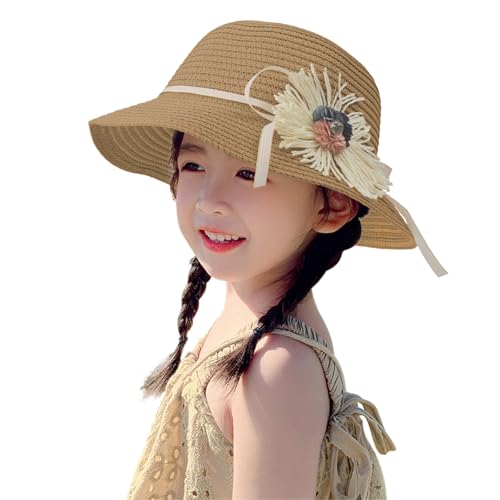 2pcs Kids Girls Summer Straw Sun Hat with Shoulder Bag Set - Lace Brim Bow Beach Cap Cute Flowers Straw Hat with Purse2