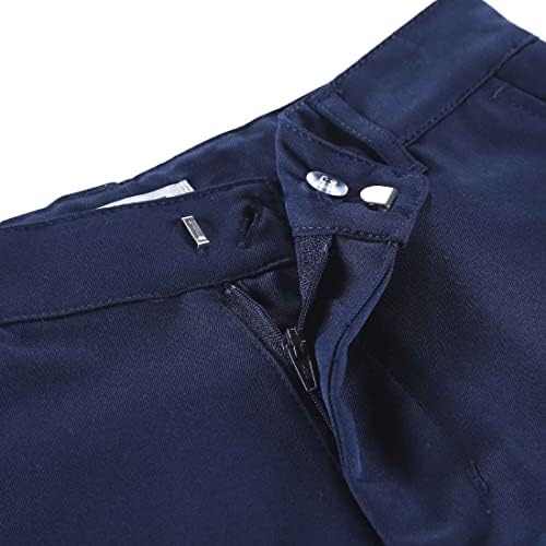 Image of Bienzoe Boys School Uniform Pants: Kids Adjustable Waist Flat Front Dress Trouser Suspender Pack