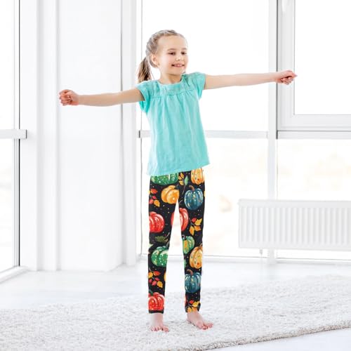 Colorful Pumpkins Girls Leggings Soft Stretch Workout Yoga Dance Pants for Kids Casual Tights 6
