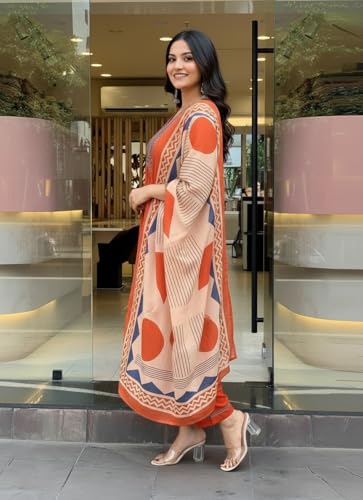 Image of ANNI Designer Women's Rayon Viscose Straight Printed Kurta with Pant & Dupatta Set | Ethnic 3-Piece Readymade Suit for Women | Elegant Festive & Office Wear Traditional Outfit