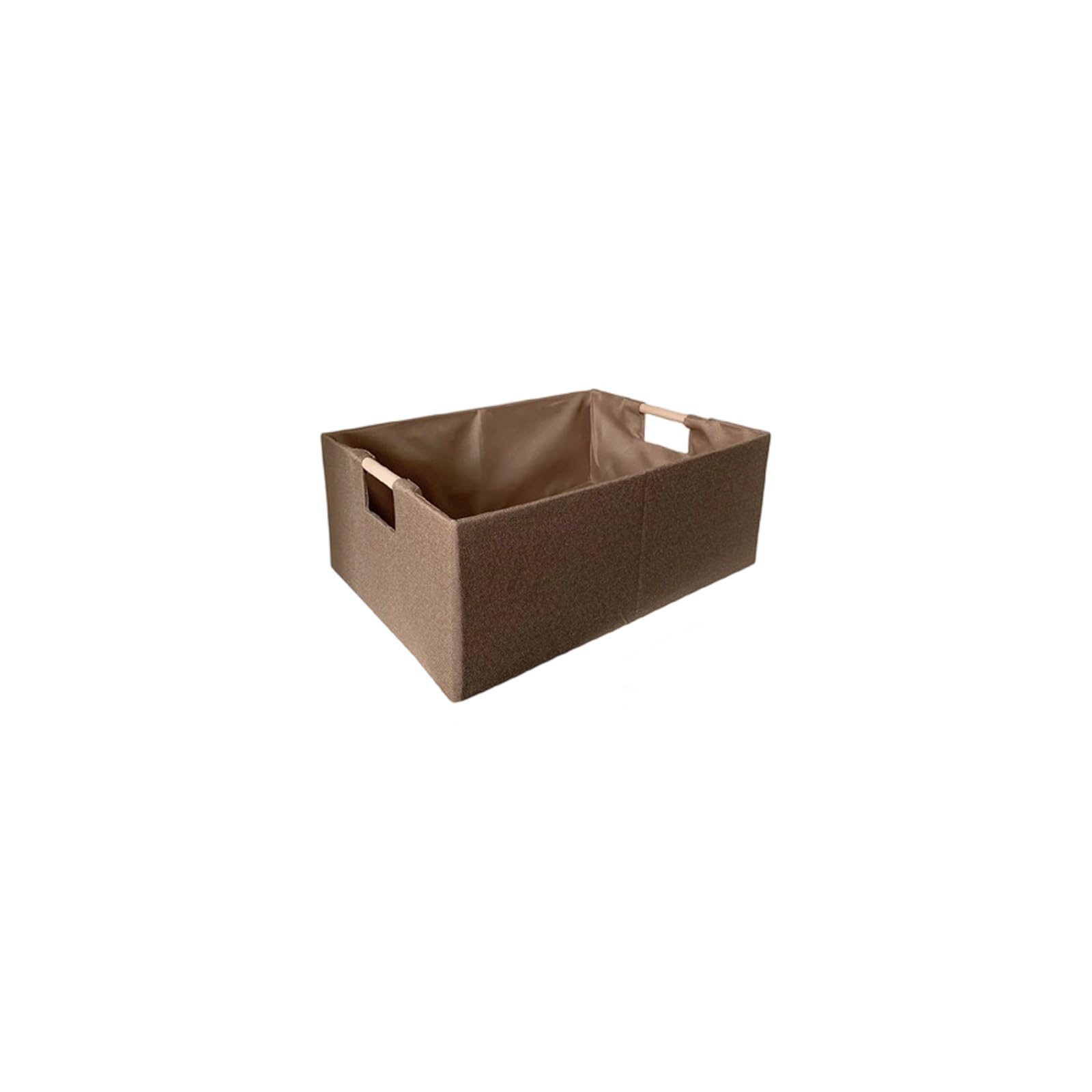 Qusinfc Sturdy Oxfords Cloth Desktop Organizers Wood Handle Storage Basket for Closet Shelves Home Fabric Storage Solution